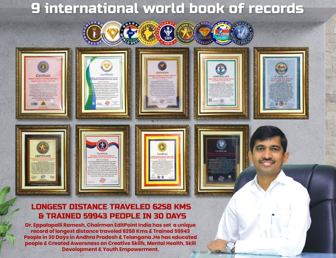 ఇప్పలపల్లి కి 9 ఇంటర్నేషనల్ వరల్డ్ బుక్ అఫ్ రికార్డ్స్ !!