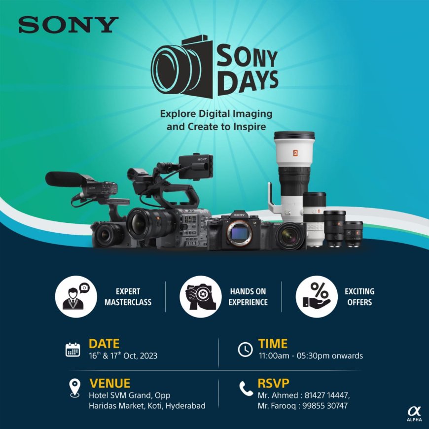 కోటి లో 16,17 తేదీల్లో Sony Days వర్క్ షాప్